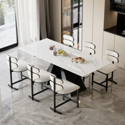 Modern Boucle White (Set of 2) Dining Chairs with Back Side Chair - thumbnail 4