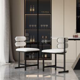 Modern Boucle White (Set of 2) Dining Chairs with Back Side Chair - thumbnail 3