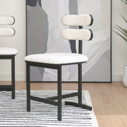 Modern Boucle White (Set of 2) Dining Chairs with Back Side Chair - thumbnail 2