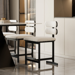 Modern Boucle White (Set of 2) Dining Chairs with Back Side Chair - thumbnail 6