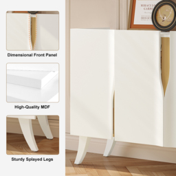 1500mm Modern White Sideboard Buffet with Doors Curved Credenza Adjustable Shelves - thumbnail 9