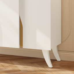 1500mm Modern White Sideboard Buffet with Doors Curved Credenza Adjustable Shelves - thumbnail 7