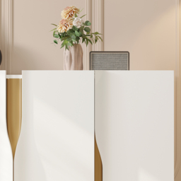 1500mm Modern White Sideboard Buffet with Doors Curved Credenza Adjustable Shelves - thumbnail 6