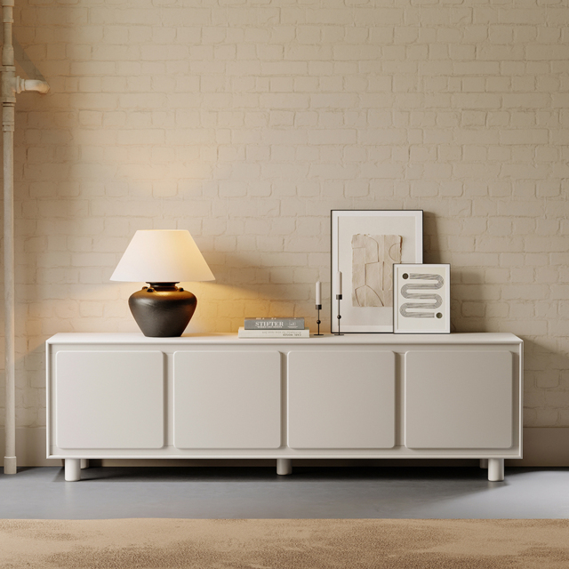 1830mm Modern White Rectangle Tall TV Stand with Storage for 1650 to 1900mm TV - image 1