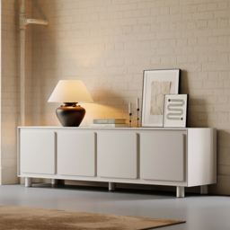 1830mm Modern White Rectangle Tall TV Stand with Storage for 1650 to 1900mm TV - thumbnail 2