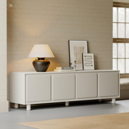 1830mm Modern White Rectangle Tall TV Stand with Storage for 1650 to 1900mm TV - thumbnail 3