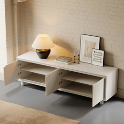 1830mm Modern White Rectangle Tall TV Stand with Storage for 1650 to 1900mm TV - thumbnail 9