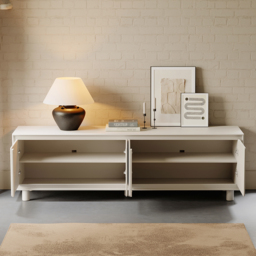 1830mm Modern White Rectangle Tall TV Stand with Storage for 1650 to 1900mm TV - thumbnail 4