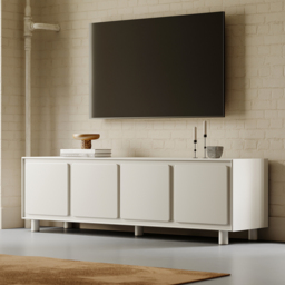 1830mm Modern White Rectangle Tall TV Stand with Storage for 1650 to 1900mm TV - thumbnail 5
