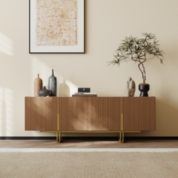 Grovyn 150 cm Sintered Stone Top Fluted TV Stand with Storage - thumbnail 2