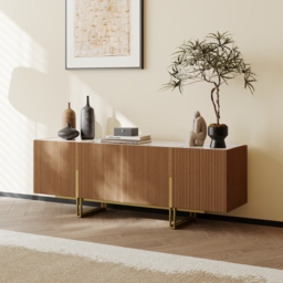 Grovyn 150 cm Sintered Stone Top Fluted TV Stand with Storage