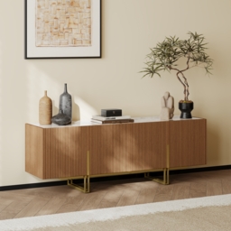 Grovyn 150 cm Sintered Stone Top Fluted TV Stand with Storage - thumbnail 3