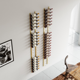 Modern Gold Wall Mounted Wine Bottle Rack 21-Bottle Metal Wine Rack - thumbnail 6
