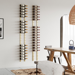 Modern Gold Wall Mounted Wine Bottle Rack 21-Bottle Metal Wine Rack - thumbnail 1