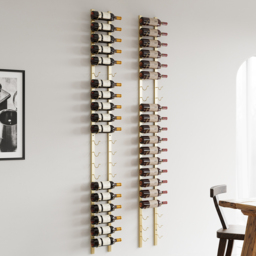 Modern Gold Wall Mounted Wine Bottle Rack 21-Bottle Metal Wine Rack - thumbnail 7