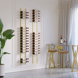 Modern Gold Wall Mounted Wine Bottle Rack 21-Bottle Metal Wine Rack - thumbnail 3