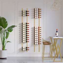 Modern Gold Wall Mounted Wine Bottle Rack 21-Bottle Metal Wine Rack - thumbnail 2
