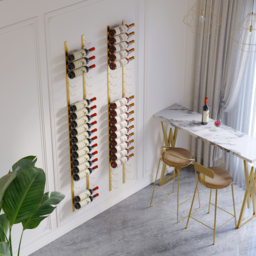Modern Gold Wall Mounted Wine Bottle Rack 21-Bottle Metal Wine Rack - thumbnail 4