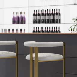 Modern Counter Stool Bar Stool with Back White Upholstery in Gold - thumbnail 3
