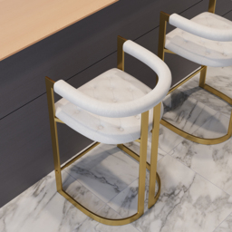 Modern Counter Stool Bar Stool with Back White Upholstery in Gold - thumbnail 5
