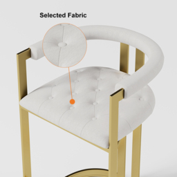 Modern Counter Stool Bar Stool with Back White Upholstery in Gold - thumbnail 8