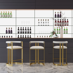 Modern Counter Stool Bar Stool with Back White Upholstery in Gold - thumbnail 4