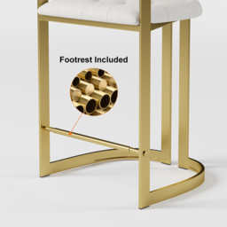 Modern Counter Stool Bar Stool with Back White Upholstery in Gold - thumbnail 9