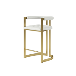Modern Counter Stool Bar Stool with Back White Upholstery in Gold - thumbnail 7