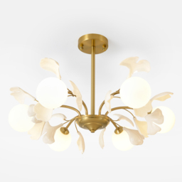 Modern Cream Style 6-Light Ceiling Light Gold & White Round Pendant Lighting - thumbnail 6