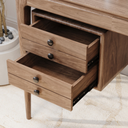 Mid-century Style Walnut Ash Wood Writing Desk Home Office Desk with 3 Drawers Office Furniture (140 cm) - thumbnail 7