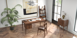 Mid-century Style Walnut Ash Wood Writing Desk Home Office Desk with 3 Drawers Office Furniture (140 cm) - thumbnail 5