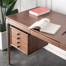 Mid-century Style Walnut Ash Wood Writing Desk Home Office Desk with 3 Drawers Office Furniture (140 cm) - thumbnail 9