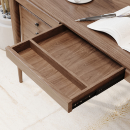 Mid-century Style Walnut Ash Wood Writing Desk Home Office Desk with 3 Drawers Office Furniture (140 cm) - thumbnail 6