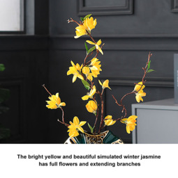 2PCS Modern Yellow Artificial Flower Arrangement in Green Ceramic Magpie Vase Home Decor - thumbnail 9
