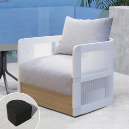 Costra Garden Aluminium & Rope Weave Swivel Lounge Chair in White - thumbnail 4