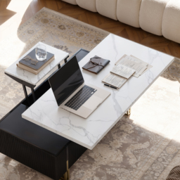 Grovyn 120 cm Fluted Lift-Top Coffee Table with 2 Drawers - thumbnail 3