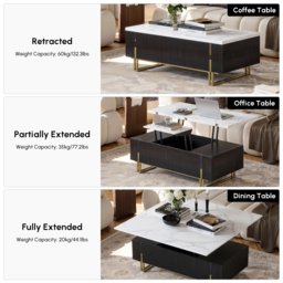 Grovyn 120 cm Fluted Lift-Top Coffee Table with 2 Drawers - thumbnail 7