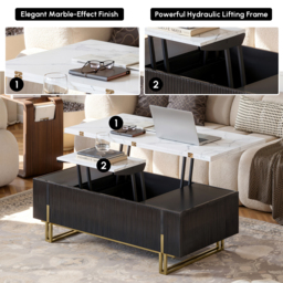 Grovyn 120 cm Fluted Lift-Top Coffee Table with 2 Drawers - thumbnail 8