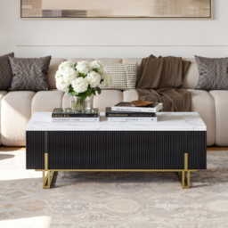 Grovyn 120 cm Fluted Lift-Top Coffee Table with 2 Drawers - thumbnail 4