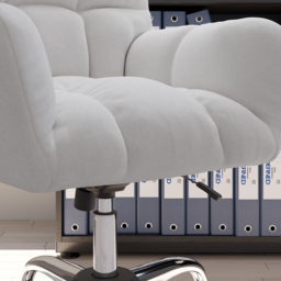Modern White Office Chair Upholstered Cotton & Linen Swivel Task Chair Height Adjustable - thumbnail 7