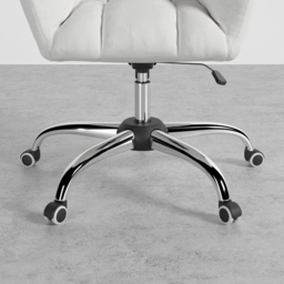 Modern White Office Chair Upholstered Cotton & Linen Swivel Task Chair Height Adjustable - thumbnail 8