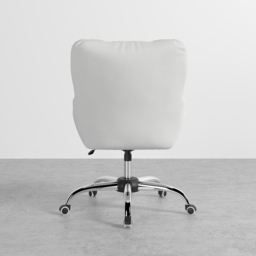Modern White Office Chair Upholstered Cotton & Linen Swivel Task Chair Height Adjustable - thumbnail 4