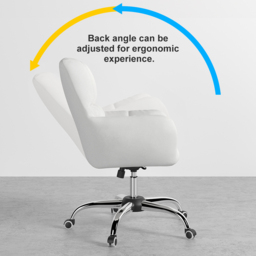 Modern White Office Chair Upholstered Cotton & Linen Swivel Task Chair Height Adjustable - thumbnail 9