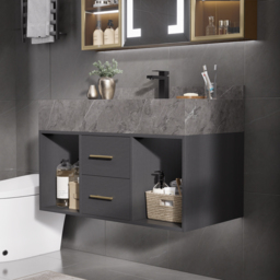 900mm Floating Bathroom Vanity with Sintered Stone Vessel Sink with 2 Drawers - thumbnail 9