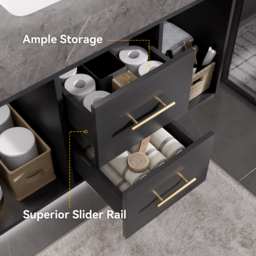 900mm Floating Bathroom Vanity with Sintered Stone Vessel Sink with 2 Drawers - thumbnail 6