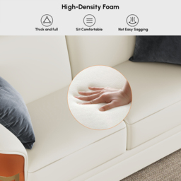 Modern Faux Leather Living Room Sofa Set in White & Orange Set of 3 - thumbnail 8