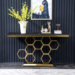 1500mm Modern Rectangle Black Marble Console Table Narrow Entryway Table - thumbnail 1