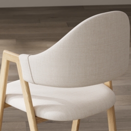 Set of 2 Linen Dining Chair Upholstered Curved Back Modern Dining Room Chairs - thumbnail 5