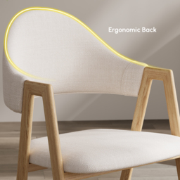Set of 2 Linen Dining Chair Upholstered Curved Back Modern Dining Room Chairs - thumbnail 8