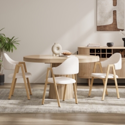 Set of 2 Linen Dining Chair Upholstered Curved Back Modern Dining Room Chairs - thumbnail 4